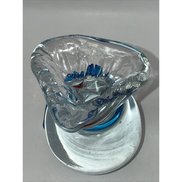 Murano Style Glass Goldfish In Bag Blue Tie Paperweight 4.25” Controlled Bubbles - Picture 4 of 7